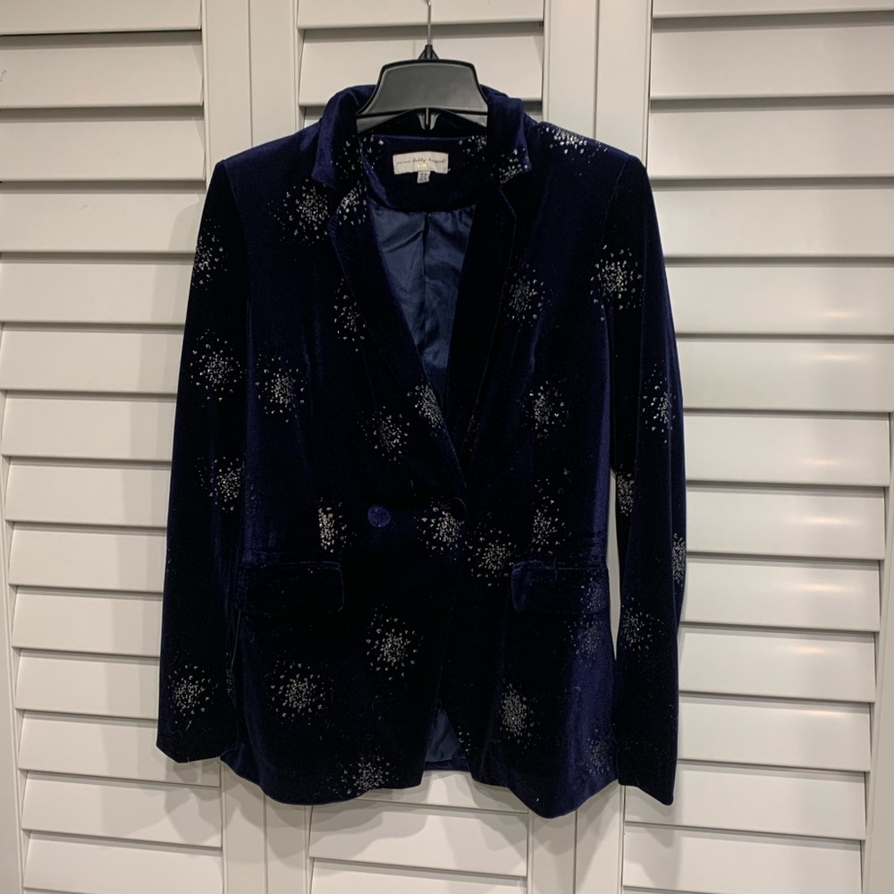 Velvet blazer with metallic design